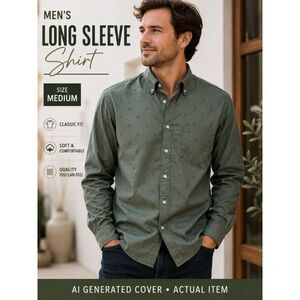 JCrew Long Sleeve Button Down Shirt Mens M Olive Green Geometric Medallion Boho